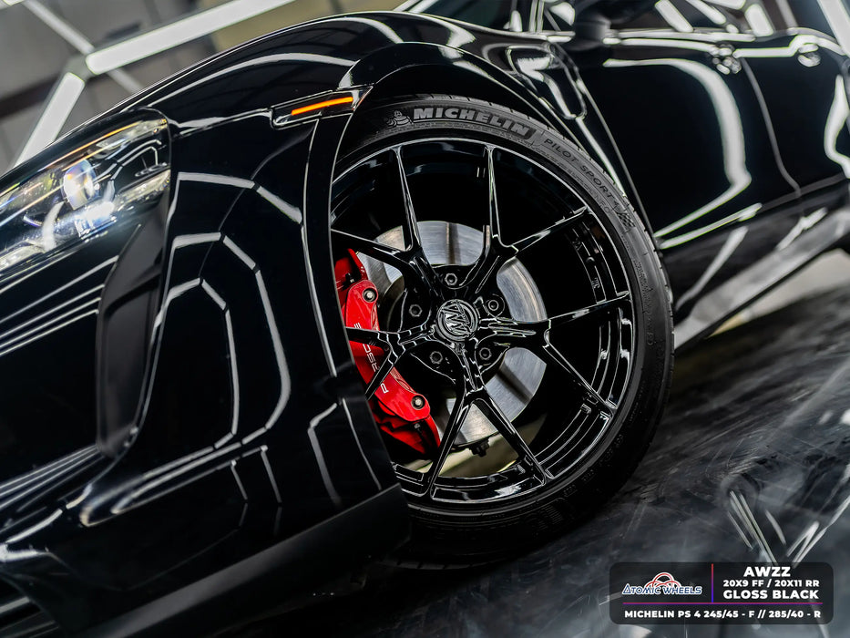 AWZZ for Porsche Taycan 20x11 Inch +50 Offset Forged Wheels Gloss Black