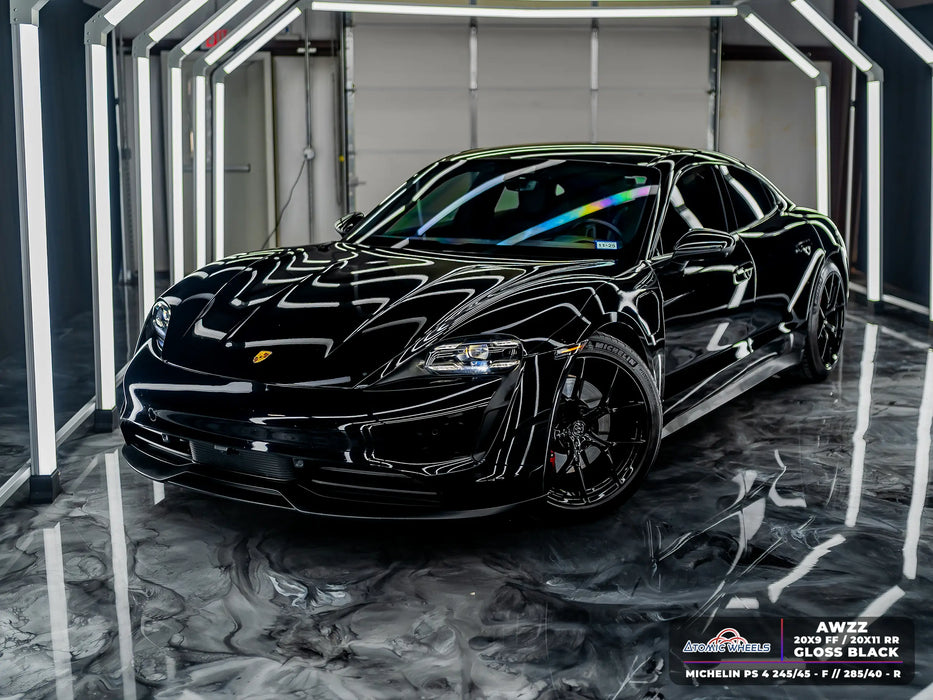 AWZZ for Porsche Taycan 20x11 Inch +50 Offset Forged Wheels Gloss Black