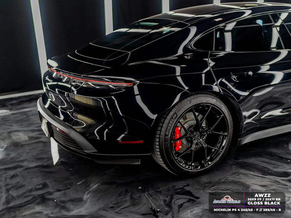 AWZZ for Porsche Taycan 20x11 Inch +50 Offset Forged Wheels Gloss Black