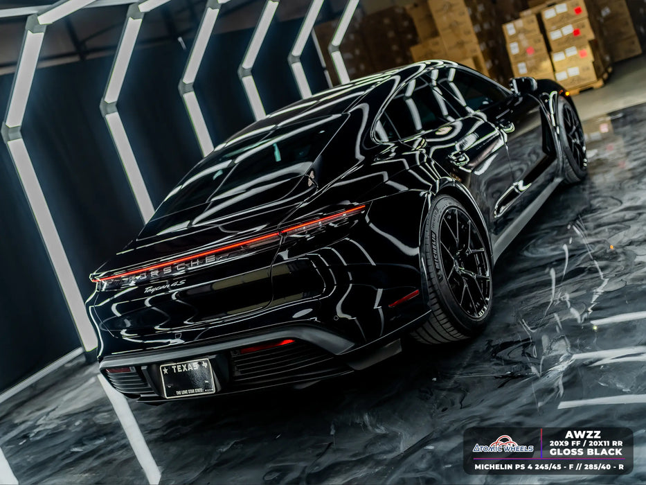 AWZZ for Porsche Taycan 20x11 Inch +50 Offset Forged Wheels Gloss Black