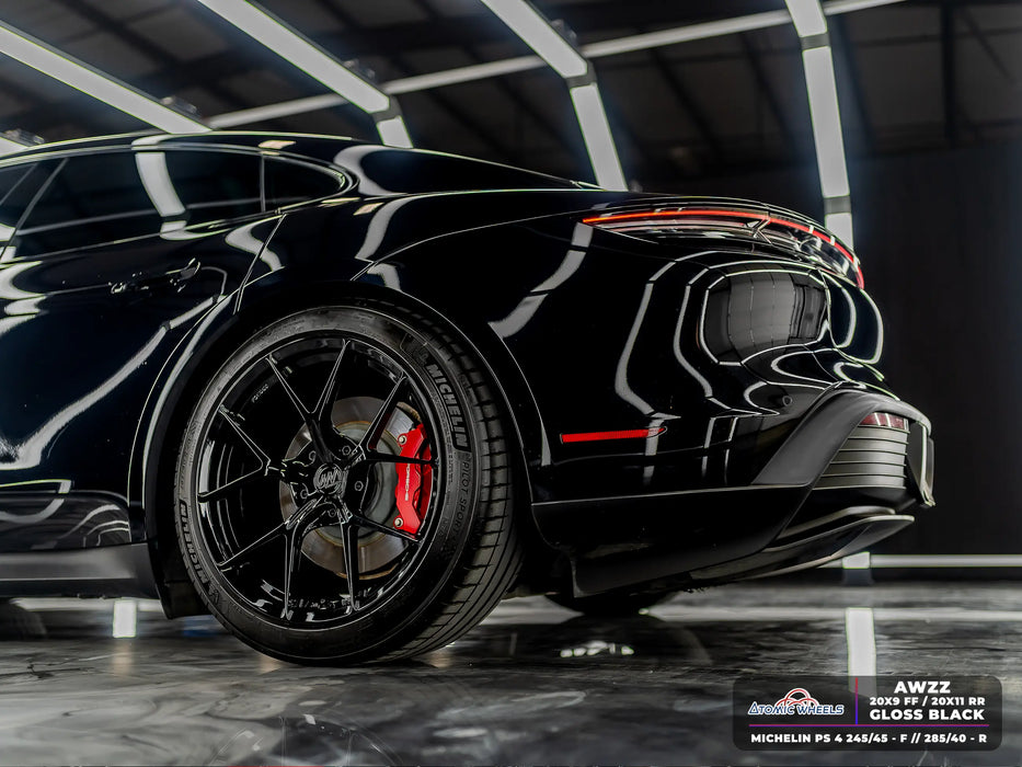 AWZZ for Porsche Taycan 20x11 Inch +50 Offset Forged Wheels Gloss Black