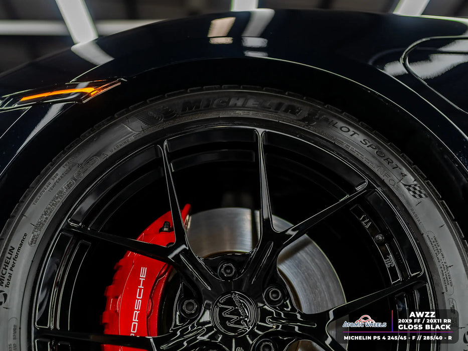 AWZZ for Porsche Taycan 20x11 Inch +50 Offset Forged Wheels Gloss Black