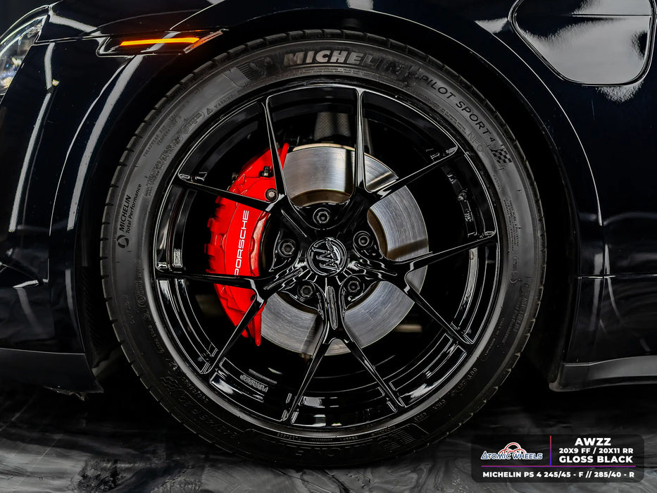 AWZZ for Porsche Taycan 20x11 Inch +50 Offset Forged Wheels Gloss Black
