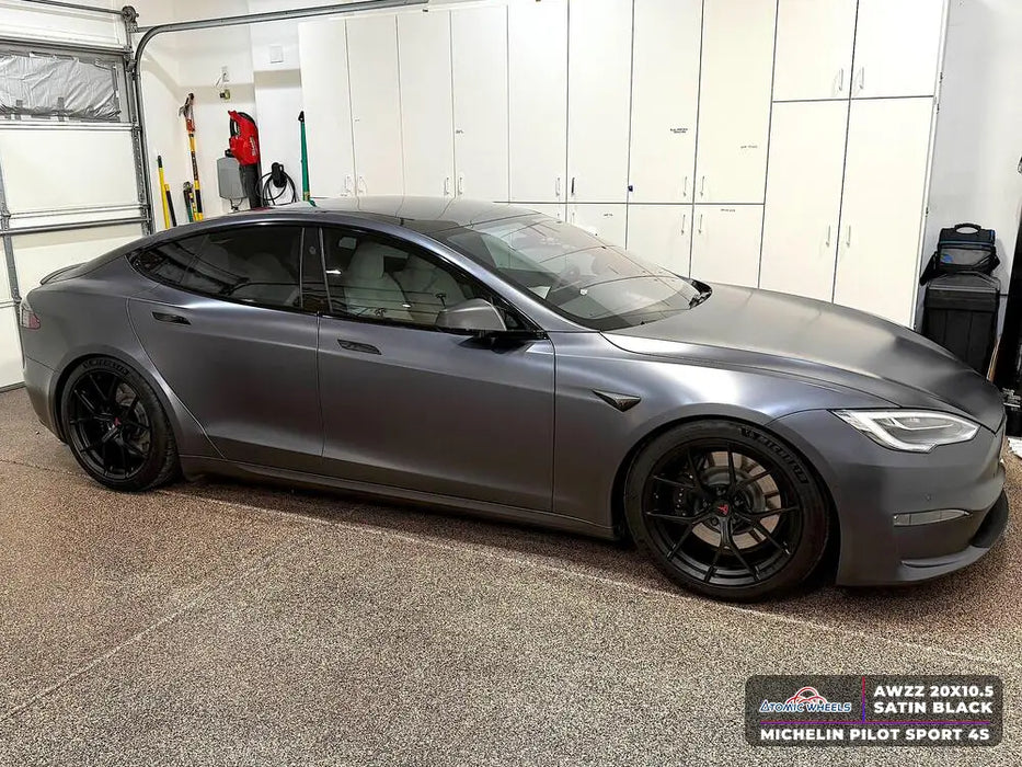 AWZZ for Tesla Model S/X 20x10.5 Inch +40 Offset Forged Wheels Satin Black