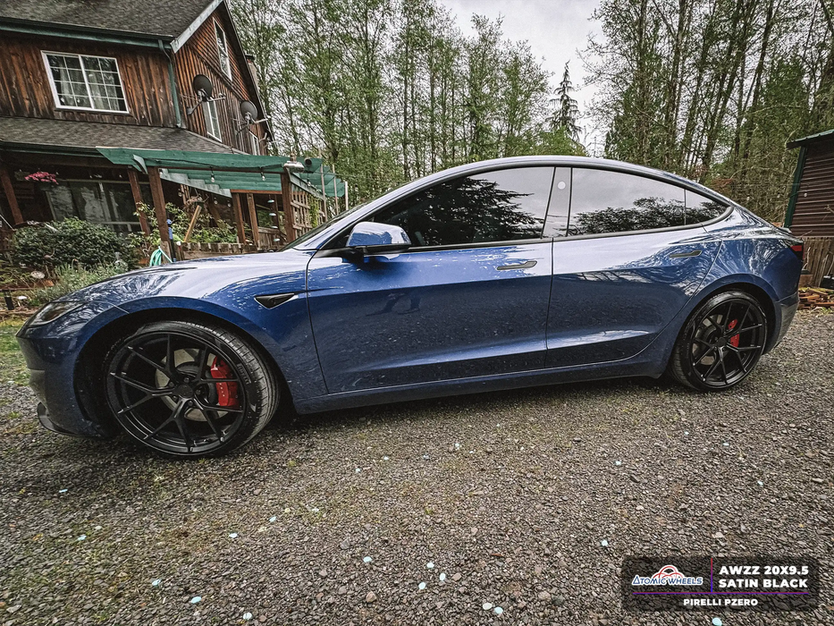 AWZZ for Tesla Model 3/Y 20x9.5 Inch +35 Offset Forged Wheels Satin Black