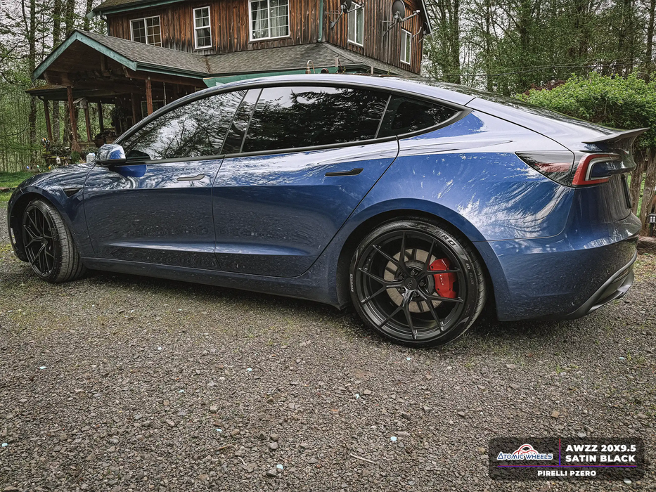 AWZZ for Tesla Model 3/Y 20x9.5 Inch +35 Offset Forged Wheels Satin Black