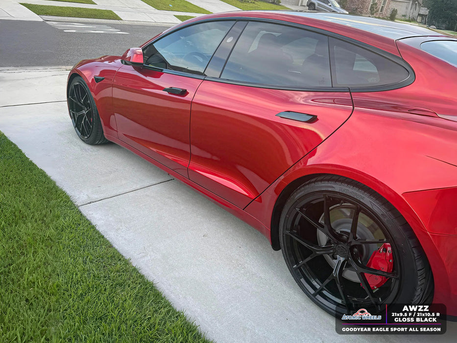AWZZ for Tesla Model S/X 21x10.5 Inch +38 Offset Forged Wheels Gloss Black