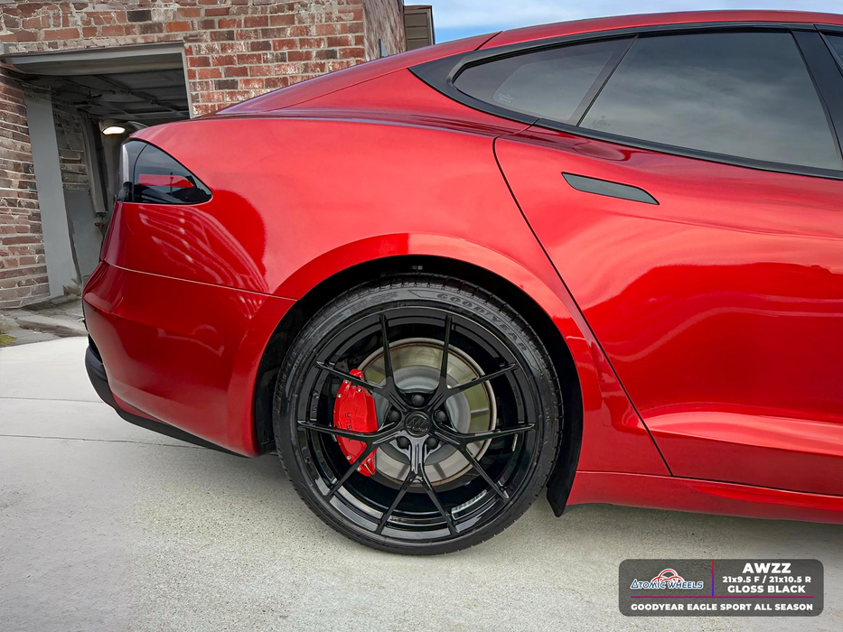 AWZZ for Tesla Model S/X 21x10.5 Inch +38 Offset Forged Wheels Gloss Black