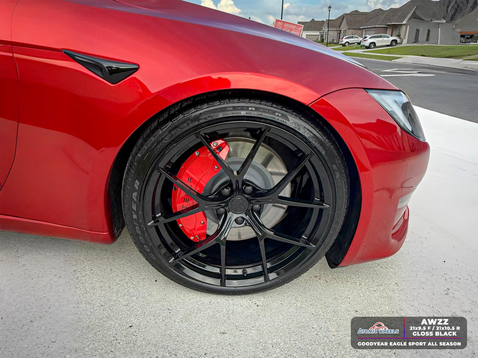 AWZZ for Tesla Model S/X 21x10.5 Inch +38 Offset Forged Wheels Gloss Black