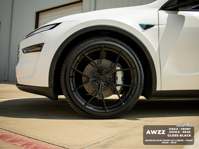 AWZZ Forged Wheels for Tesla Model 3/Y - 21" / 9.5" +35 / Gloss Black