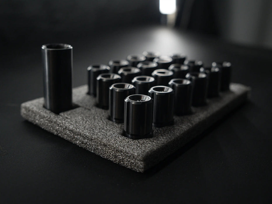 Titanium Closed GR5 Black with Logo Anti Theft Wheel Lug Nuts