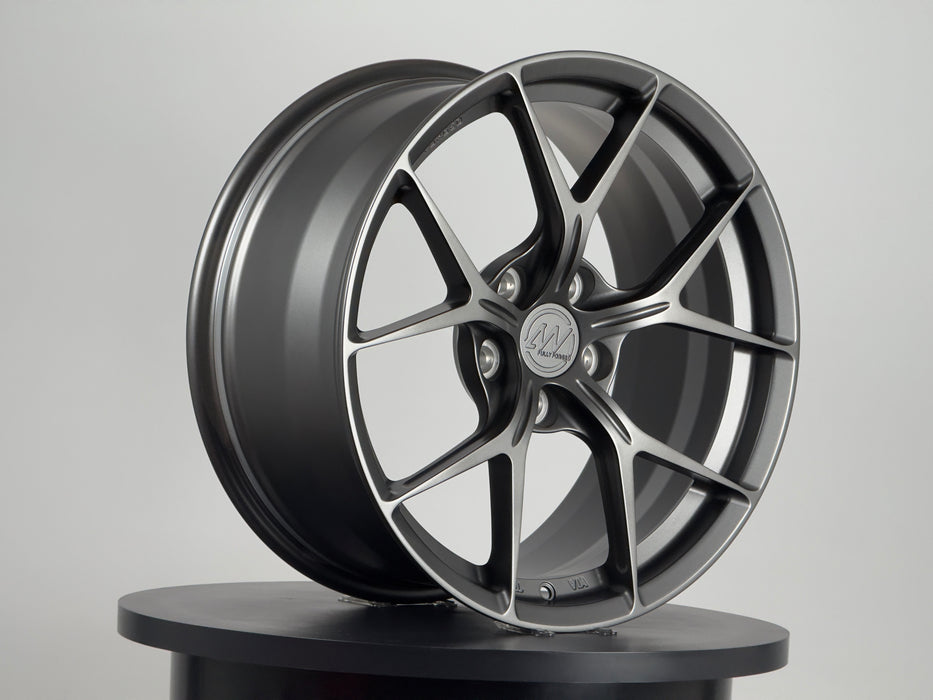 AWZZ 18×8.5 Satin Gunmetal outlet demo wheel — actual unit, photo 2