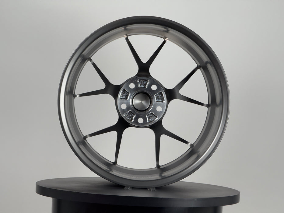 AWZZ 18×8.5 Satin Gunmetal outlet demo wheel — actual unit, photo 3
