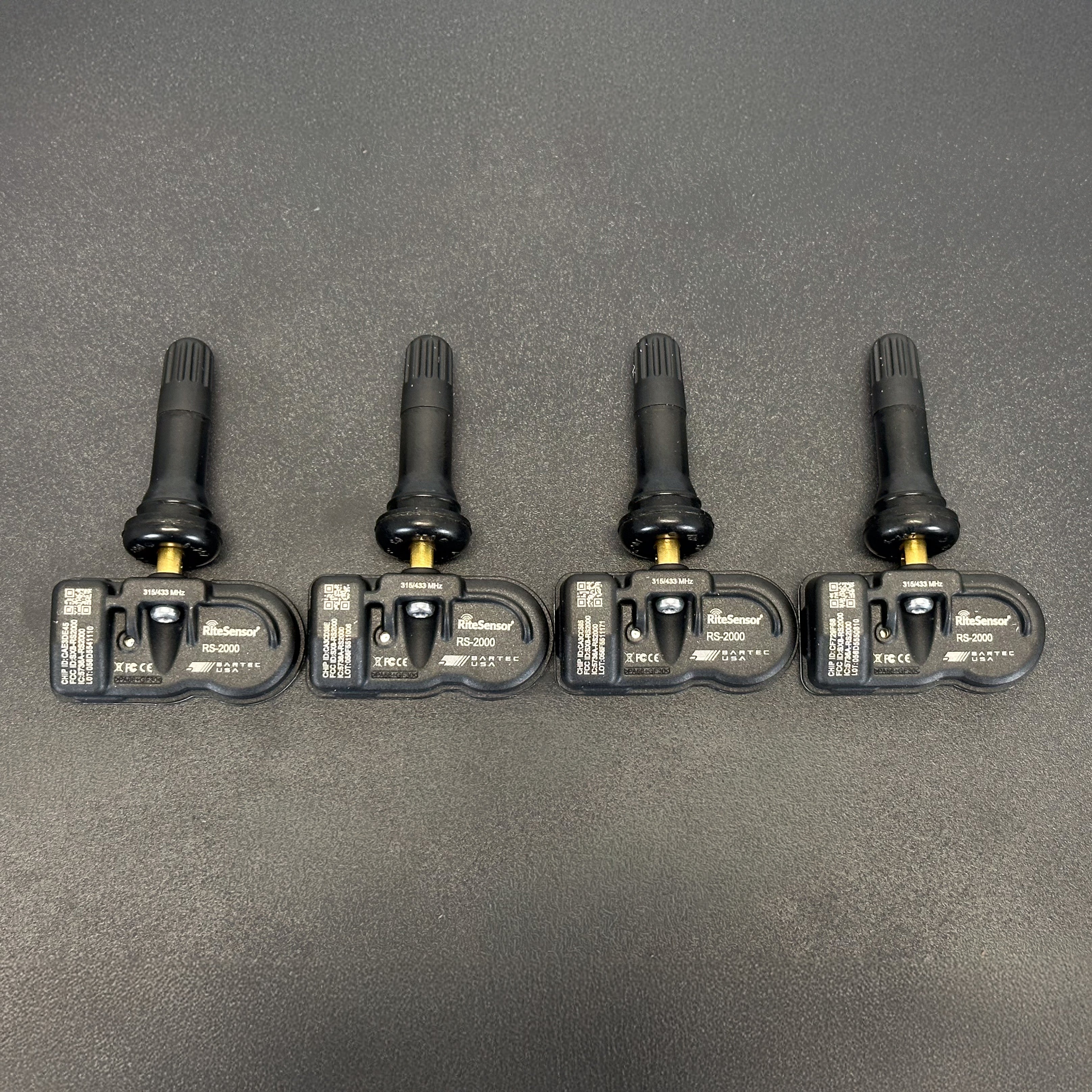 TPMS Sensor Pre-Programmed for Your Vehicle - 315/433 MHz | Rubber & Metal Valve Kit (Set of 4 Sensors)