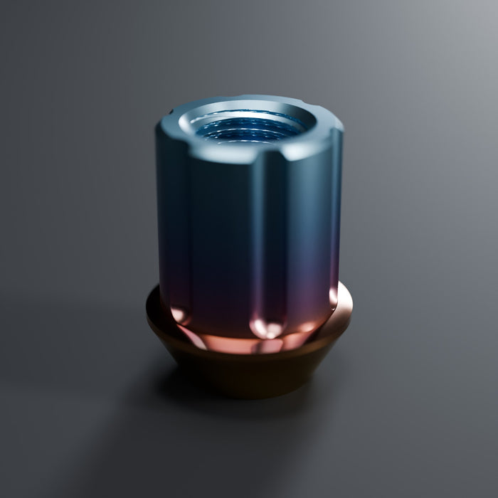 Titanium short anti-theft lug nut, burned gold