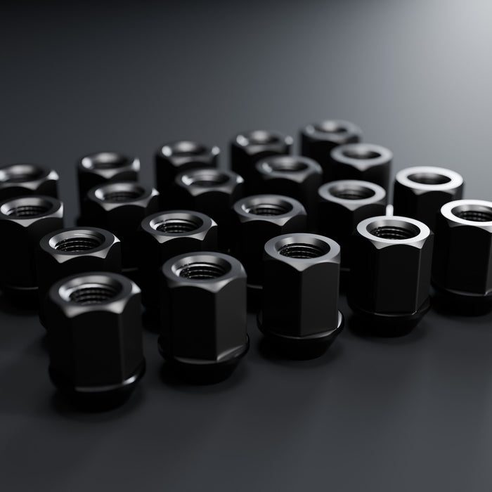 Titanium GR5 short standard hex lug nut set, black, 20 pieces