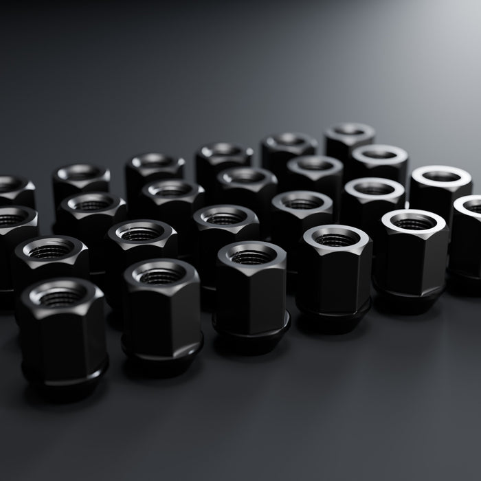 Titanium GR5 short standard hex lug nut set, black, 24 pieces
