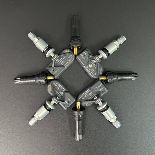 TPMS Black Rubber Valve & Silver Metal Valve (Set of 4 Sensors)