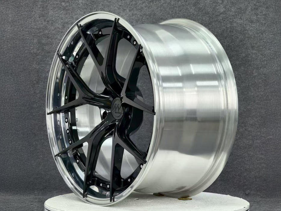 AWZX for Tesla Model S/X 20x10.5 Inch +33 Offset Forged Wheels Polished & Gloss Black