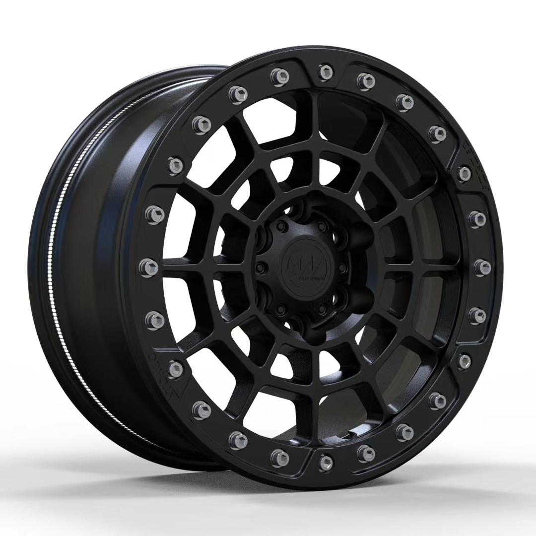 AW08B for Tesla Cybertruck 18x9.0 Inch +40 Offset Forged Wheels Satin Black with Beadlock