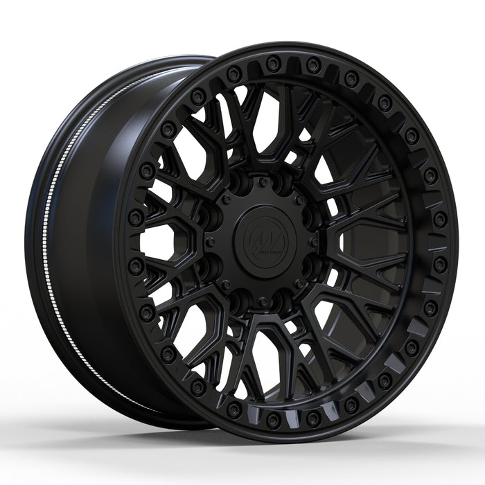 AWB3 for Hummer 18x9.0 Inch +0 Offset Forged Wheels Satin Black with Beadlock