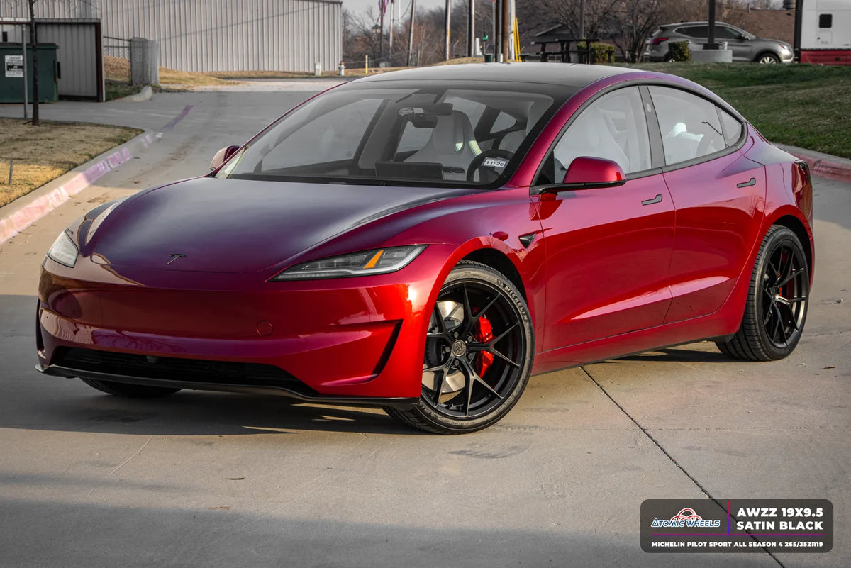 Tesla Model 3 Highland fitted with Atomic Wheels AWZZ Satin Black