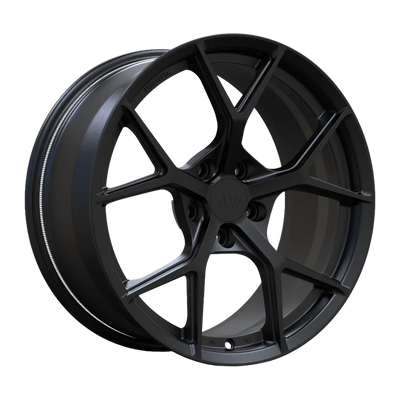 AW01 Satin Black forged wheel transparent specification render