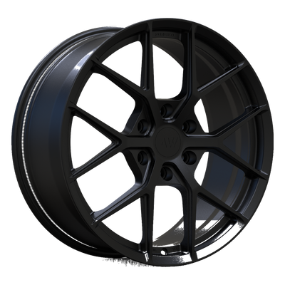 AW01 forged wheel render — Cybertruck spec background