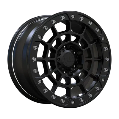 AW08B Satin Black forged beadlock wheel transparent render