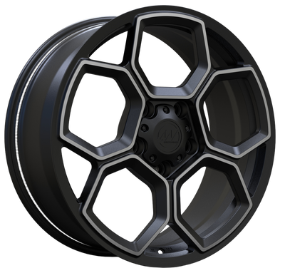 AW13 Satin Black forged wheel for Rivian, clean transparent background