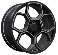 AW13 Satin Black forged wheel for Rivian, clean transparent background