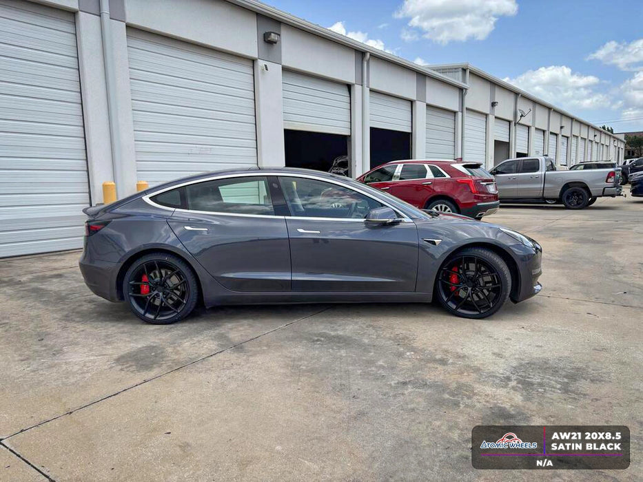 AW21 for Tesla Model 3/Y 20x8.5 Inch +35 Offset Flow Form Wheels Satin Black