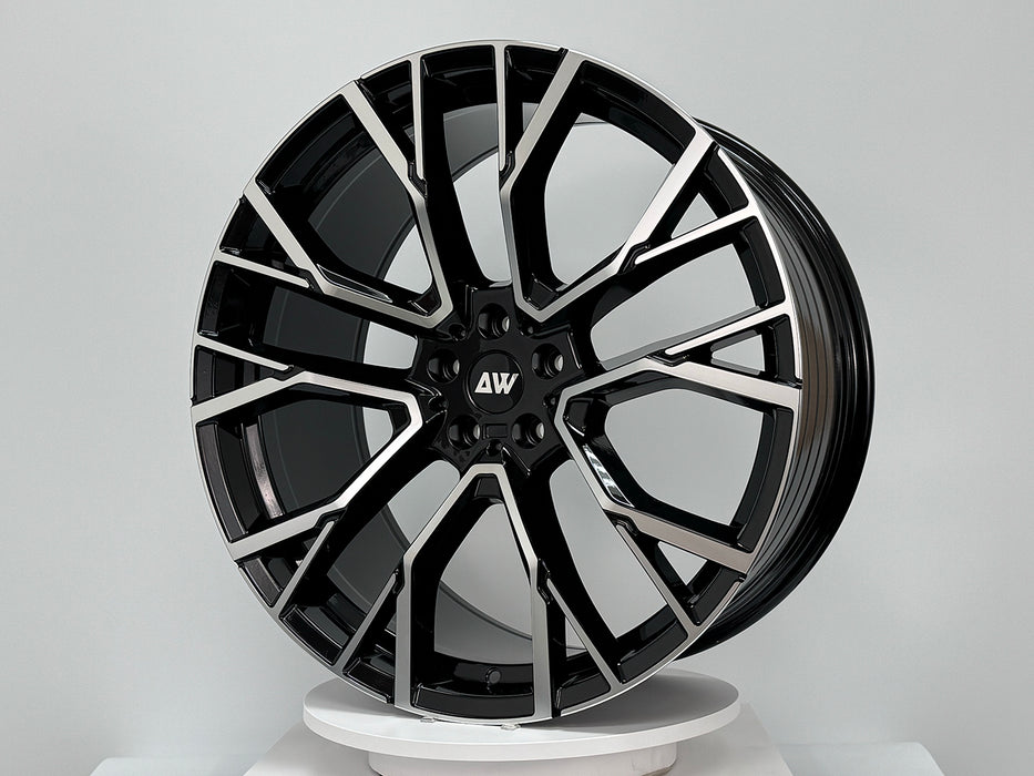 AW34 for BMW X5/X6 22x9.5 Inch +37 Offset Flow Form Wheels Gloss Black Machine Face