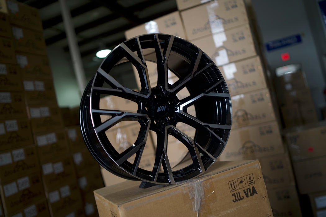AW34 for BMW X5/X6 22x9.5 Inch +37 Offset Flow Form Wheels Gloss Black Machine Face
