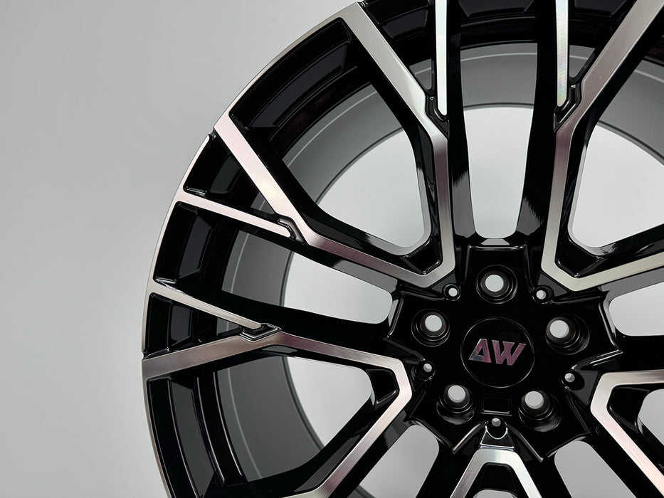 AW34 for BMW X5/X6 22x9.5 Inch +37 Offset Flow Form Wheels Gloss Black Machine Face