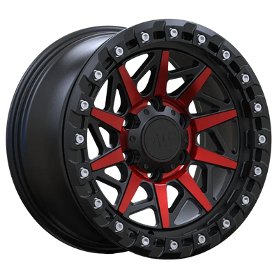 AWB1 red and satin black forged wheel render