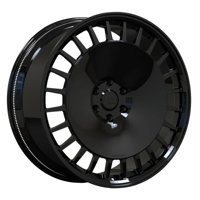 AWDX red and satin black forged wheel render