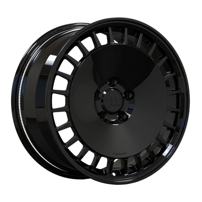 AWDX forged wheel render — Tesla 3/Y spec background