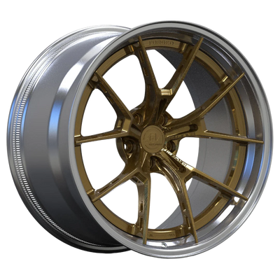 AWS2 2-piece Polished & Brushed Bronze wheel — M-chassis spec background