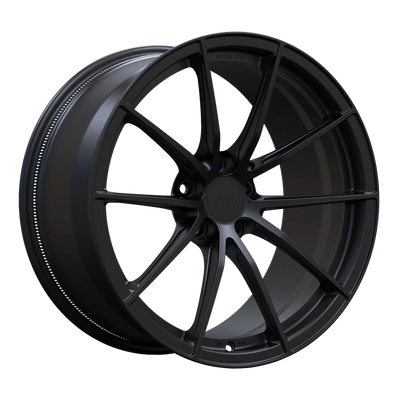 AWX forged wheel render — Tesla 3/Y spec background