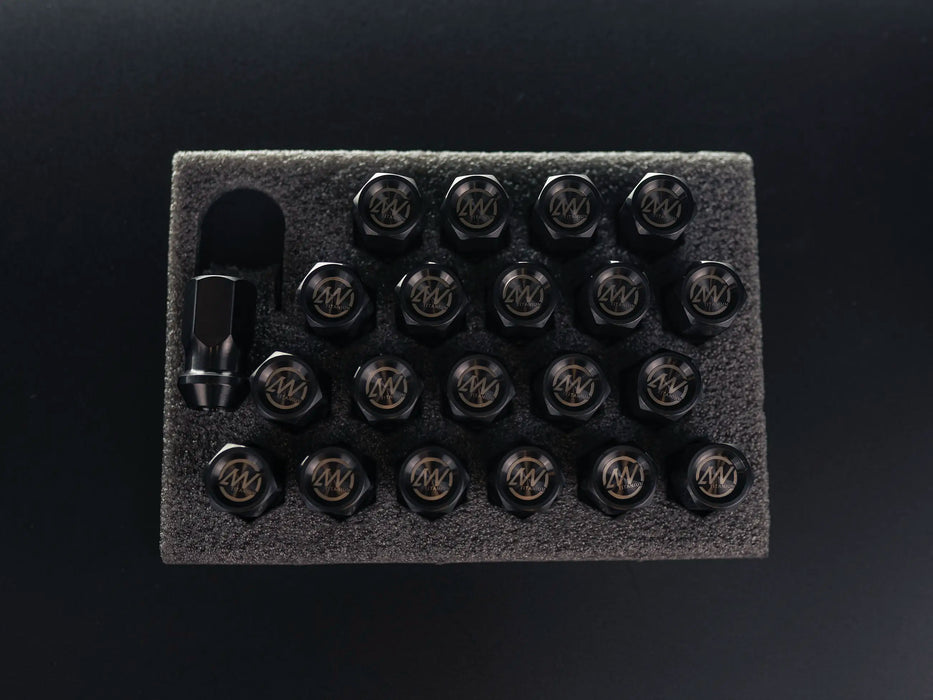 Titanium Closed GR5 21mm Black with Logo Wheel Lug Nuts
