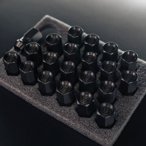 Titanium Closed GR5 21mm Black with Logo Wheel Lug Nuts
