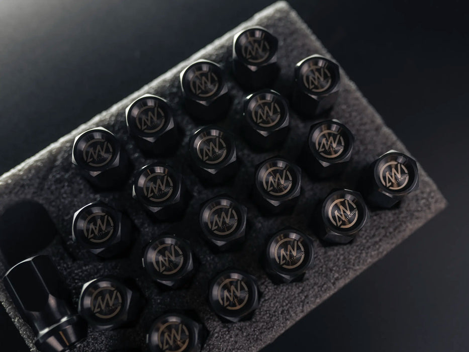 Titanium Closed GR5 21mm Black with Logo Wheel Lug Nuts