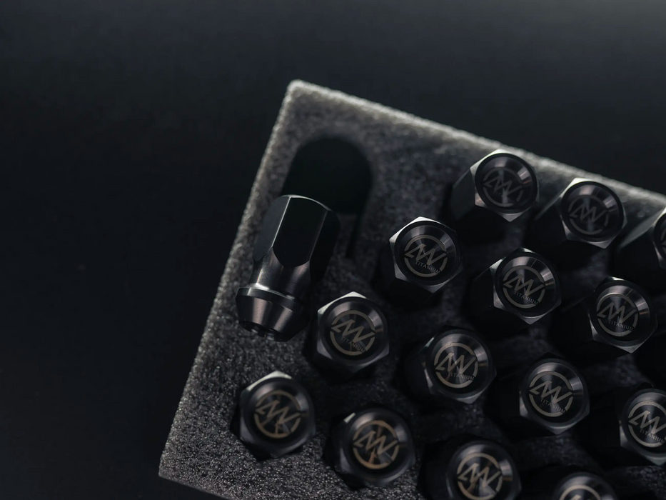 Titanium Closed GR5 21mm Black with Logo Wheel Lug Nuts