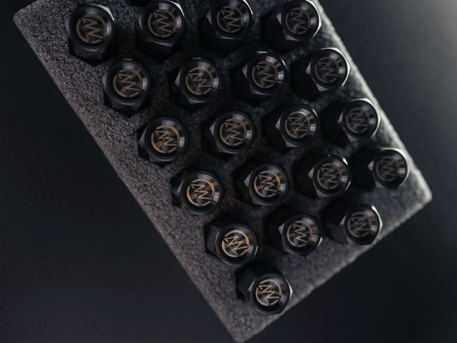 Titanium Closed GR5 21mm Black with Logo Wheel Lug Nuts