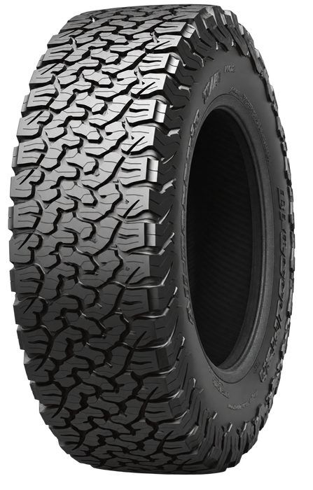 BFGoodrich All-Terrain T/A KO2 — Model illustration edited with AI to remove the wheel. Sidewall markings may vary by selected size