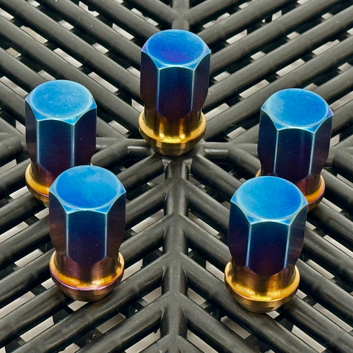 Titanium Closed GR5 21mm Burned Gold Wheel Lug Nuts Set for Tesla (Model 3, Y, X, S) and Rivian R1T/R1S (Pack of 20)