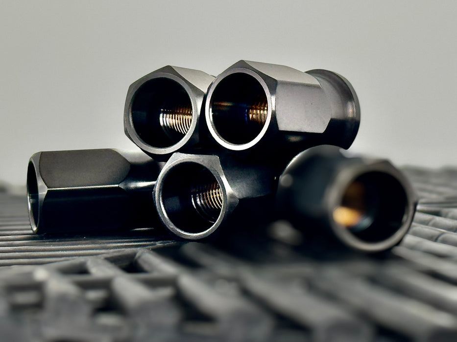 Titanium Open GR5 21mm Black Wheel Lug Nuts Set for Tesla (Model 3, Y, X, S) and Rivian R1T/R1S (Pack of 20)
