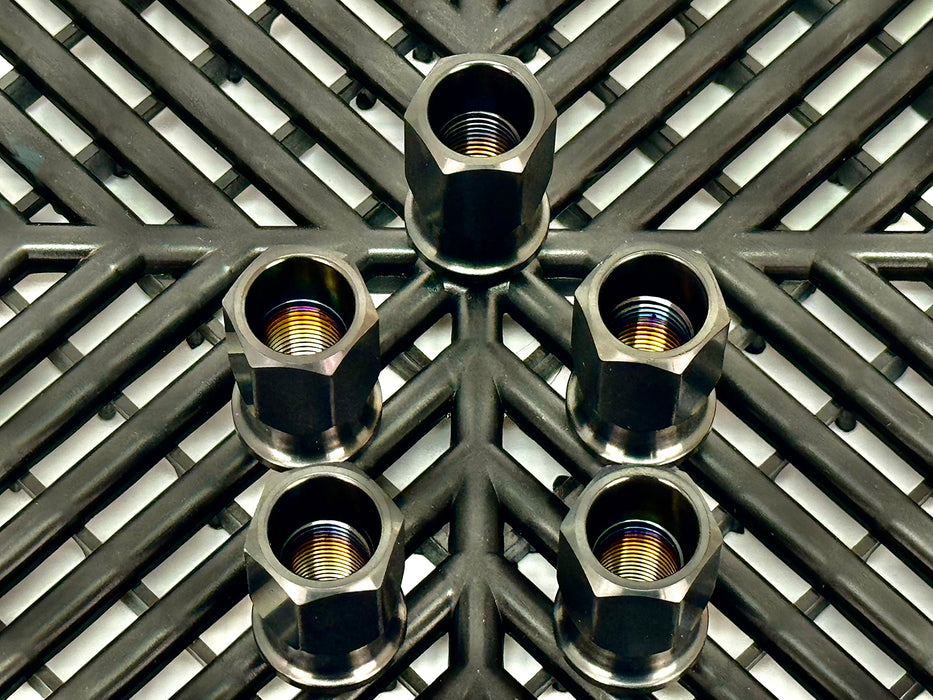 Titanium Open GR5 21mm Black Wheel Lug Nuts Set for Tesla (Model 3, Y, X, S) and Rivian R1T/R1S (Pack of 20)