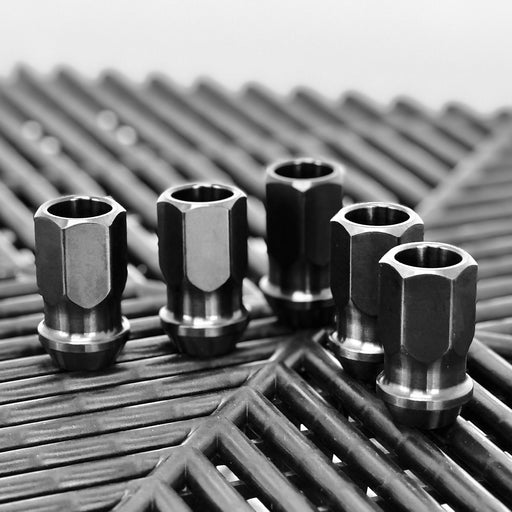 Titanium Open GR5 21mm Black Wheel Lug Nuts Set for Tesla (Model 3, Y, X, S) and Rivian R1T/R1S (Pack of 20)